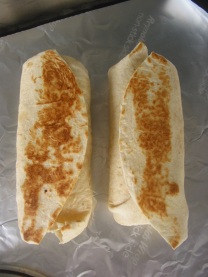 Burritos browning on grill